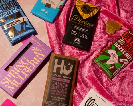 bars of chocolate on counter with pink blanket