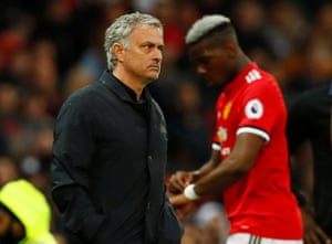 Mourinho as Pogba is substituted.