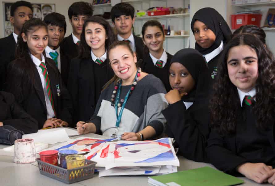 Zafirakou with some of her students at Alperton.