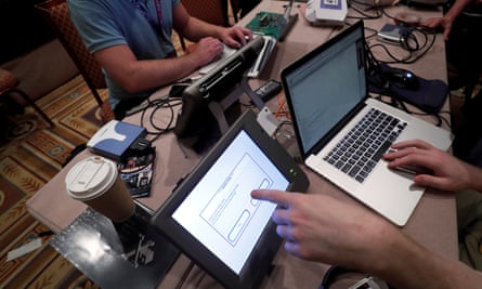 Hackers try to access and alter voter data at the Def Con convention last year.