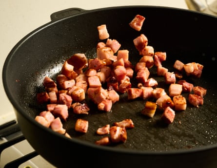 Pan of sizzling kaiserfleisch.
