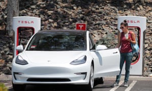 Tesla car recharging