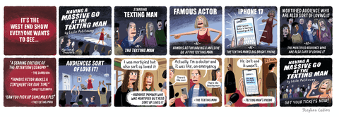 Collins cartoon on man who texted in a theatre, panel 1