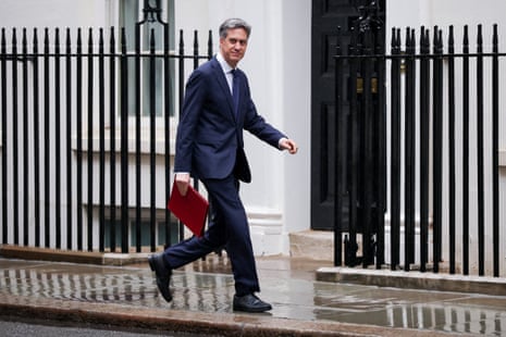 Ed Miliband, the foreign secretary, arriving in Downing Street for cabinet earlier this morning.