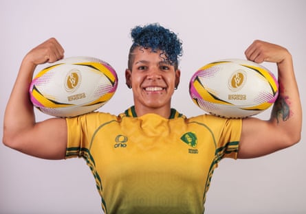 Samara Vergara’s Stitch tattoo can be seen as she poses for a portrait ahead of the 2025 Rugby World Cup.