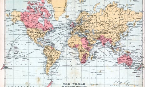 A 1900 map of the world, with territories of the British empire highlighted in red
