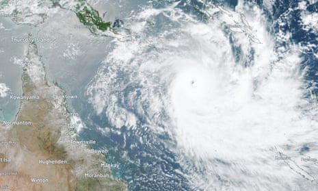 te image taken at lunchtime Friday showing tropical cyclone Jasper off the Queensland coast