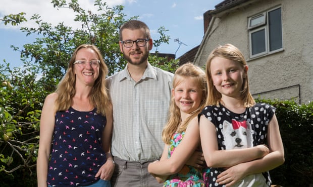 Jude Grundy with husband Andrew and daughters Essie and Kezia