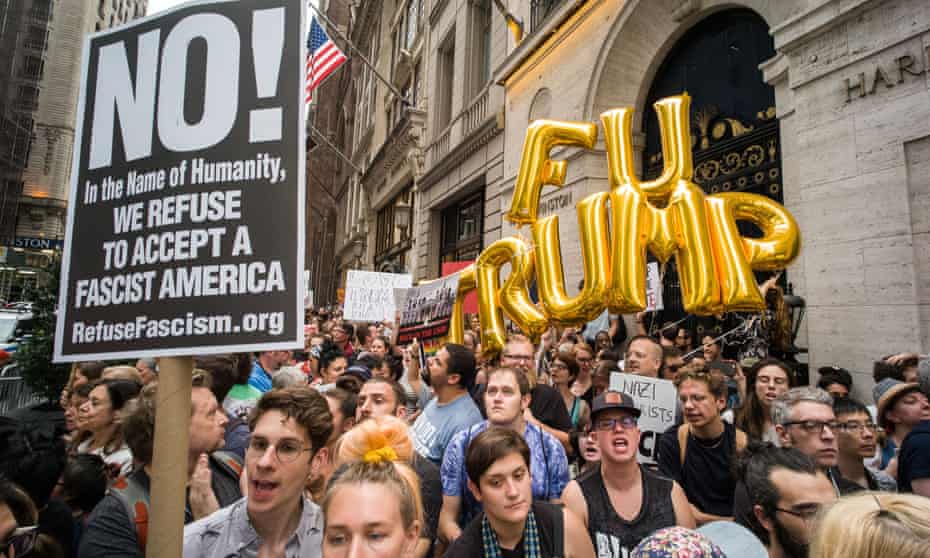 Anti-Trump protesters in New York.