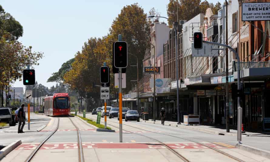 A tram operates on Newcastle's Hunter Street