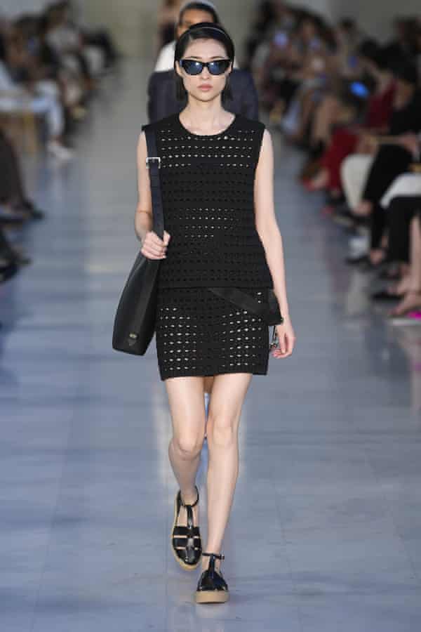 One of the models on the Max Mara catwalk in Milan.
