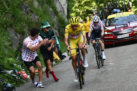 Tadej Pogacar makes the decisive break to distance Jonas Vingegaard on the final climb to Plateau de Beille.