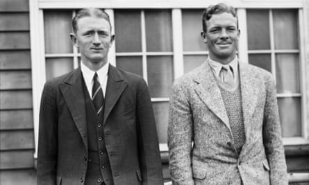 South African cricketers Chud Langton and Bob Crisp (right) in 1935. Crisp would register a king pair in 1936.