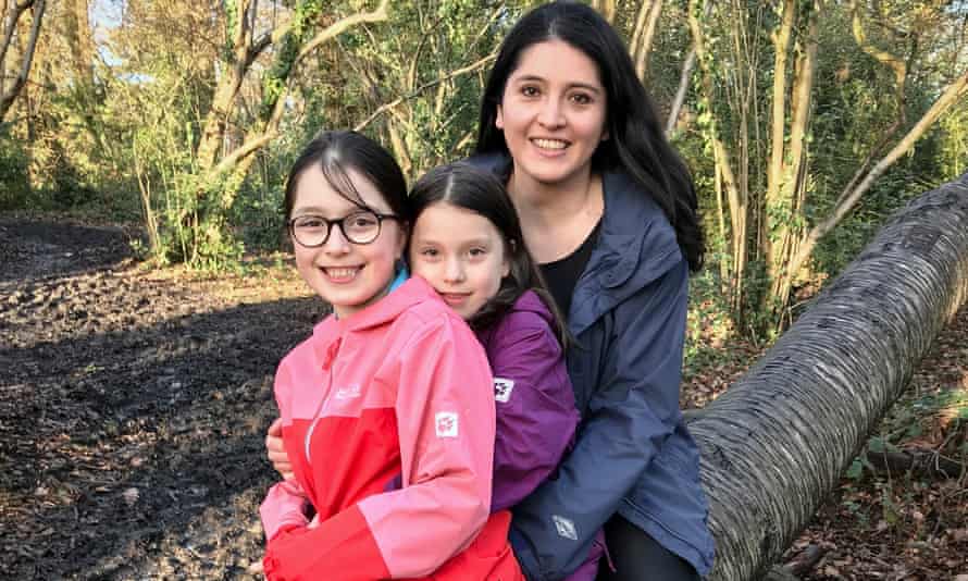 Marcela Hernández and daughters Matilda (centre) and Emma.