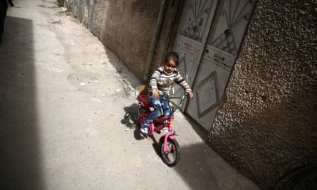 Syrian girl on a bicycle