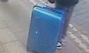 Greater Manchester police are still searching for this blue case, seen carried by Salman Abedi days before he carried out the Manchester Arena attack.