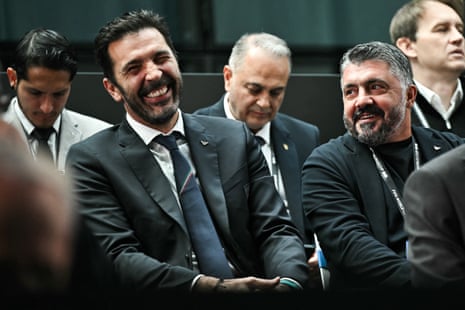 Gianluigi Buffon and and Italy's coach Gennaro Gattuso.