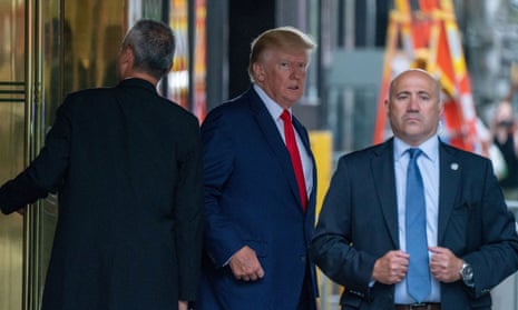 Donald Trump departs Trump Tower for a deposition in New York City in early August last year.
