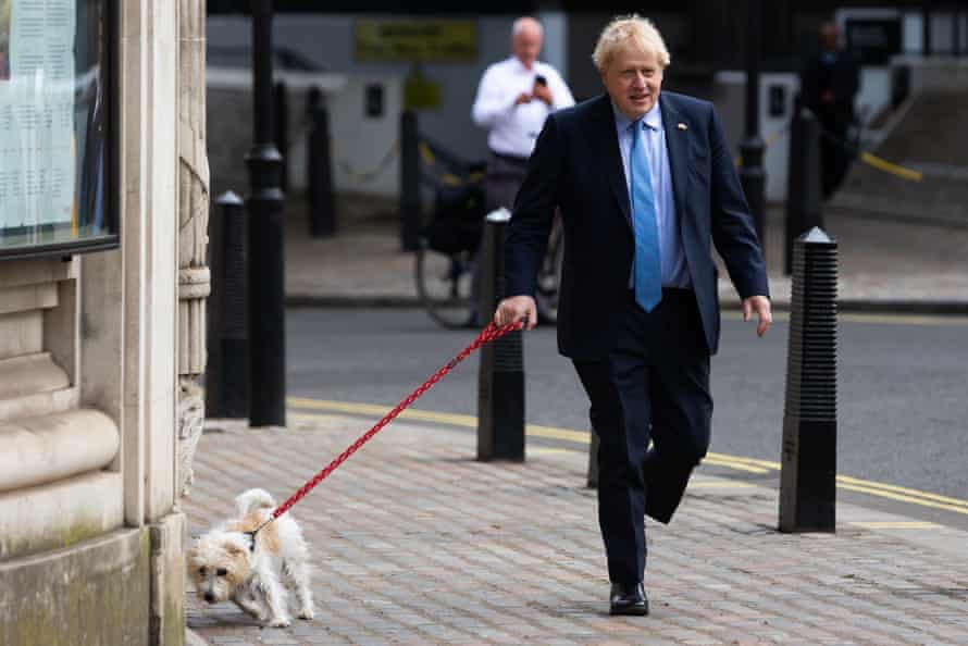 Boris Johnson on his way to vote on Thursday.