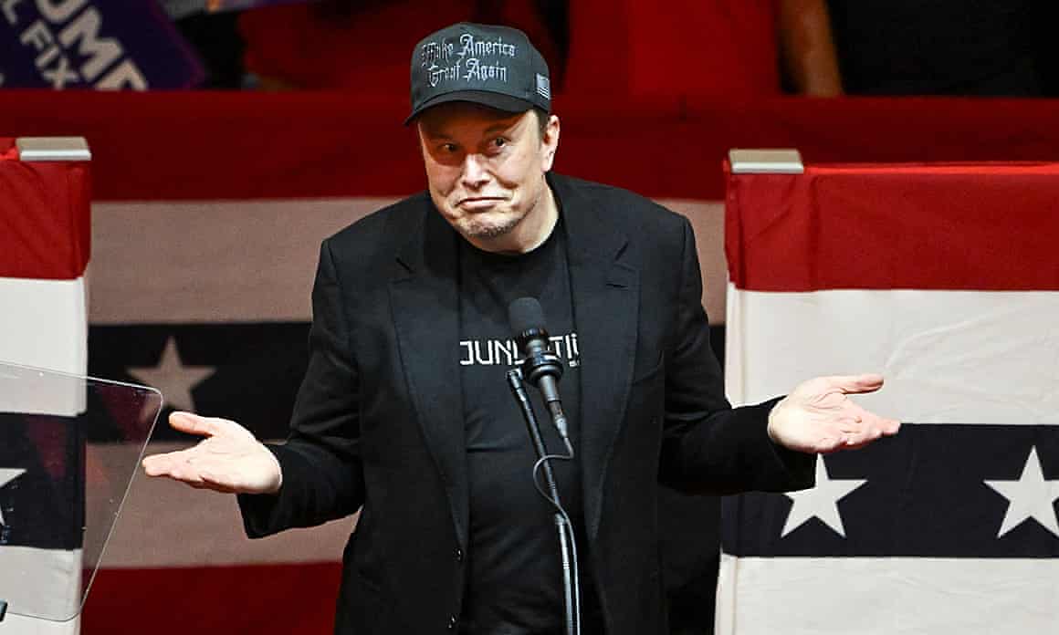 Elon Musk at Trump rally at Madison Square Garden in New York, on 27 October 2024.