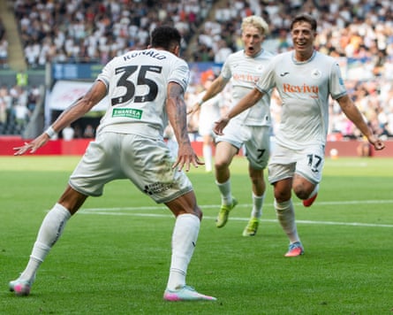Cristiano Ronaldo celebration from Ronald after scoring the winner for Swansea.