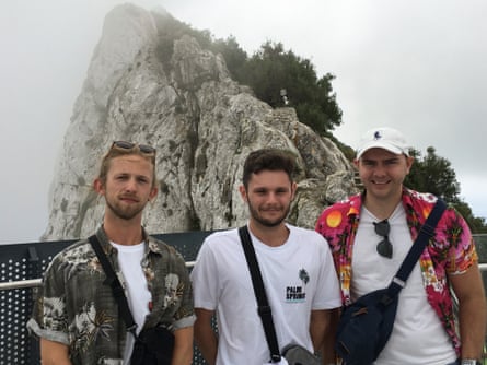 From left: Jordan Irwin, Aaron Part and Jack Darby on the Gibraltar Skywalk