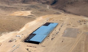 The Tesla Gigafactory is shown under construction outside Reno, Nevada.