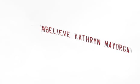 Plane above Old Trafford on the return of Cristiano Ronaldo towing a message about Kathryn Mayorga who alleged that she was raped by Ronaldo in 2009