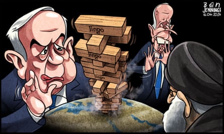 Ben Jennings on fears over the perilous game being played between Israel and Iran – cartoon