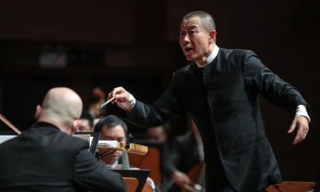 Composer Tan Dun conducting the Guiyang Symphony Orchestra in Guizhou province, China, in August 2020.