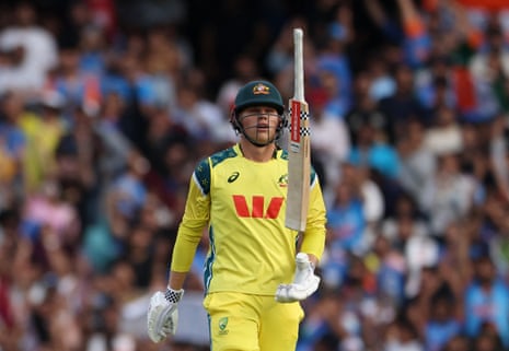 Cooper Connolly walks after losing his wicket