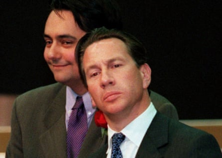 Michael Portillo, right, after losing his Enfield Southgate constituency, 2 May 1997, to Labour’s Stephen Twigg, left.