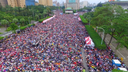 An LGTB parade in Taipei in October 2018 in the lead up to the passage of legislation giving gay couples the right to marry in Taiwan.