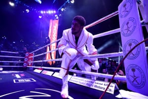Anthony Joshua enters the ring.