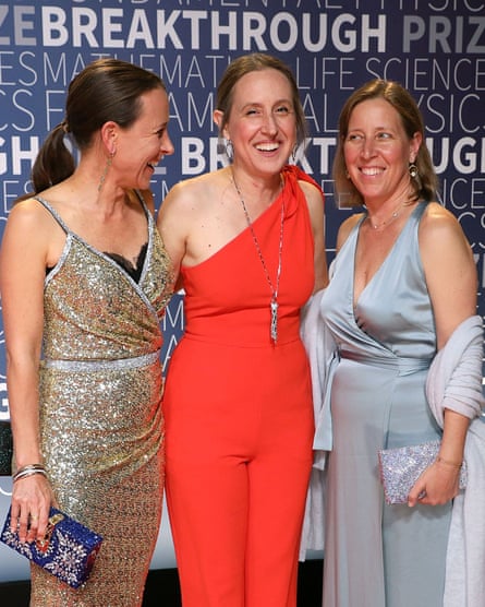 Wojcicki with her sisters, Anne, left, CEO of 23andMe, and Janet, a professor, centre.