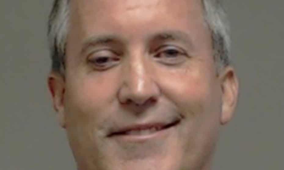 A booking photo of Texas Attorney General Ken Paxton.