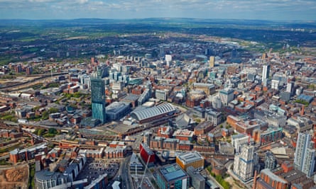 Aerial view of the city centre of Manchester