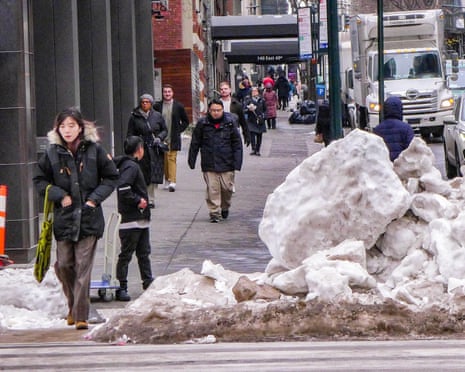 Snow plows and emergency vehicles preparing for major winter storm in New York City