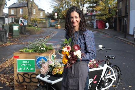 Florist Victoria Clasen with her delivery bike.