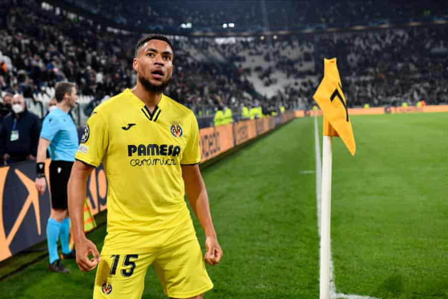 Villarreal’s Arnaut Danjuma celebrates his goal against Juventus.