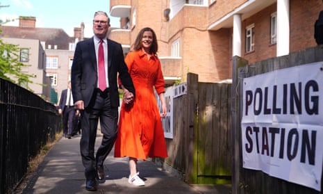 Labour leader Keir Starmer and his wife Victoria arrive to cast their votes.
