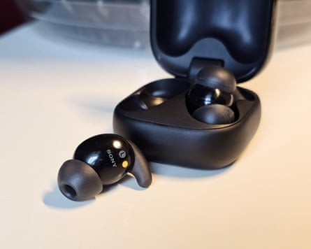 A pair of Sony LinkBuds Fit earbuds