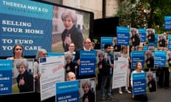Former Liberal Democrat cabineA demonstration by former Liberal Democrat cabinet minister and campaigners against Theresa May’s social care policy during the 2017 General Election campaign.  t minister Ed Davey (C) demonstrates with campaigners against British Prime Minister Theresa May’s social care policy or “Dementia Tax” in London on June 2, 2017. / AFP PHOTO / Justin TALLISJUSTIN TALLIS/AFP/Getty Images