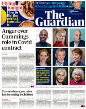 Guardian front page, Tuesday 16 February 2021