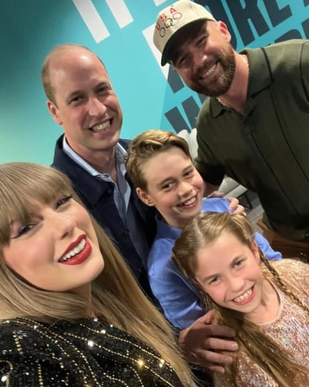 Taylor Swift and Travis Kelce with Prince William and his two eldest children
