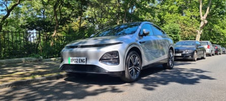 An Xpeng G6 family SUV on a test in London.