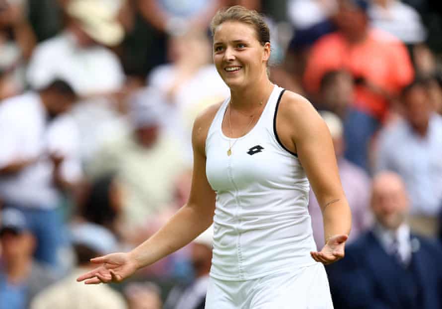 Jule Niemeier celebrates after winning in straight sets against Heather Watson.