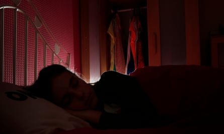 Silhouette of a person sleeping
