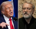 Composite of Donald Trump and the Iranian secretary of the supreme national security council, Ali Larijani