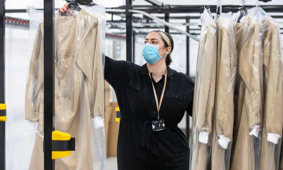 PPE equipment being produced at Burberry’s trenchcoat factory